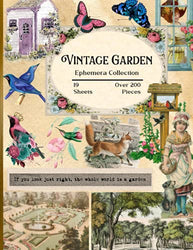 Vintage Garden Ephemera Collection: 19 Sheets and Over 200 Pieces - for DIY Cards, Scrapbooking, Decorations, Decoupage, Papercraft Embellishments, ... - Bonus with Unique Background Papers
