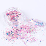 VOLODIA 8 Boxes / Set Holographic Nail Glitter Mermaid Powder Flakes Shiny Charms Hexagon Nail Art Pigment Dust Decoration Manicure