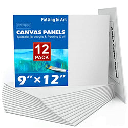 Falling in Art Artist Paper Canvas Panels for Painting, 9 x 12 Inches Blank White Paper Panels, Art Supplies for Pouring Art, Crafts, Painting, and More(12 Pack)