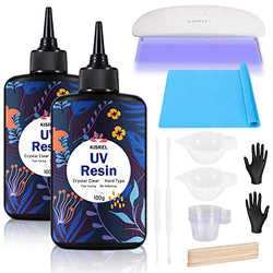 UV Resin Kit with Light - 200g Upgraded Hard Type Crystal Clear UV Resin Kit, 23 Lamp Beads UV Light, UV Resin with Light for Craft Jewelry Making