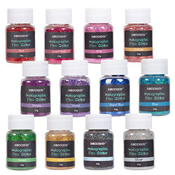 NODDWAY Ultra Fine Glitter 12 Colors Holographic Glitter Powder, Bulk Craft Glitter for Arts, Crafts, Resin,Tumblers, Slime,Decoration, 15g Each
