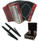 Alacran AL3112 Accordion Package: 31 Button, 12 Bass Accordion with Rigid Case and Adjustable Straps (Fa/FBE, Red Pearl)