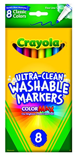 Crayola 8 Pack Ultra-Clean Fine Line Washable Markers, Classic Colors