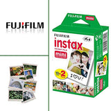 Fujifilm Instax Mini 40 Instant Camera + Fujifilm Instax Mini Twin Pack Instant Film x2 - Instant Camera Gift Bundle