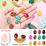 Equsion 50 Pieces Cabochons Stone Oval Bead Natural Gate Stone Charms Healing Crystal Stone Cabochons for Jewelry Making Charms Pendants Earrings DIY, 13 x 18 mm/ 0.5 x 0.7 Inch