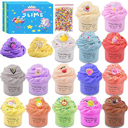 Butter Slime Kit 15 Pack, for Girls and Boys Fluffy Slime, DIY Surprise Slime Making Kit, Kids Party Favors Slime Putty Toys, Birthday Gifts, Educational Toy