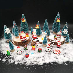 EMiEN 45PCS Winter Christmas Miniature Ornament Kits for DIY Christmas Scene Fairy Garden Dollhouse Home Décor, Mini Christmas Trees, Snowman for Christmas Party Decoration Micro Landscape Accessories