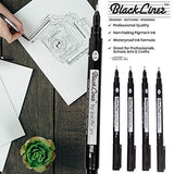 Pacific Arc Blackliner Black Fineliner Pens, Set of 4 Differently Sized Broad Drawing Pens for Artists, Sketching Pens, Journaling Pens, Hand Lettering Pens, and Calligraphy Pens