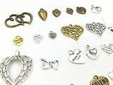 100g (70-80pcs) Mixed Love Heart Shaped Charms Pendants Assorted DIY Antique Charms Pendant(100