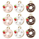 M224-E 9pcs New Cute Pink Chocolate Donut Bracelet Charms Pendants Wholesale