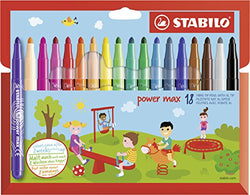 STABILO Power Max Felt Tip Pen - Assorted Colours (Pack of 18)