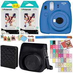 Fujifilm Instax Mini 9 Instant Camera (Cobalt Blue), 2 x Twin Pack Instant Film (40 Sheets), Camera