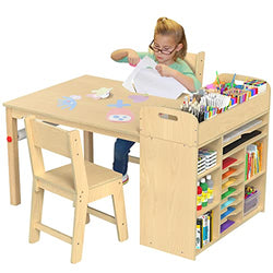 GDLF Kids Art Table and Chairs Set Craft Table with Large Storage Desk and Portable Art Supply Organizer for Children Ages 8-12, 47" L x 30" W