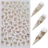 Butterfly Nail Art Stickers Decals Laser Butterfly Stickers Nail Designs 3D Gold Butterflies Nail Art Adhesive Sticker Sheets Nail Foil Luxury Butterfly Nail Stickers for Nail Art Decoration (8 Pcs)