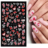 JMEOWIO 3D Embossed Valentines Day Nail Art Stickers Decals Self-Adhesive Pegatinas Uñas 5D Heart Love Nail Supplies Nail Art Design Decoration Accessories 4 Sheets