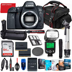 Canon EOS 6D Mark II DSLR Camera Body Only Bundle + Battery Grip + Premium Accessory Bundle Including 64GB Memory, Extra Battery, Filters, Photo/Video Software Package, Shoulder Bag & More