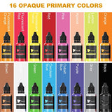 Tplook Airbrush Paint 16 Color Acrylic Airbrush Paint Set(30 ml/1 oz) Opaque & Neon Colors No Dilution Required Water Based Waterproof Quick Drying for Plastic Models Ceramics Canvas Paper