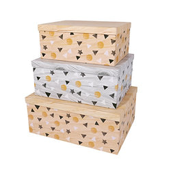 SLPR Decorative Storage Cardboard Boxes (Set of 3, Floating Triangles) | Nesting Gift Boxes with