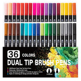 Dual Marker Pens For Adult Coloring Book 36 Fine Brush Tip Artist Pens Riancy Colored Markers Set Art School Office Supplies Kids Calligraphy Drawing Sketching