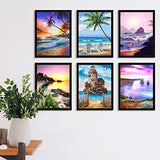 WHATWEARS 6 Pack Diamond Painting Kit 5D Sunset Beach Diamond Art Painting for Adults Kids Beginner DIY Landscape Paint with Diamonds Gem Art Full Round Drill Crafts Gift Home Wall Decor 11.8 x 15.7"