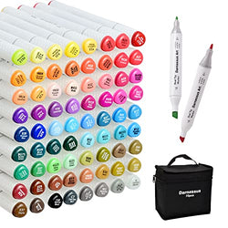 72 Colors Markers for Coloring, Typecho Double Tipped Sketch Markers Set for Kids, Artist Permanent Art Markers, Adult Coloring and Illustration, Include 1 Colorless Alcohol Marker Blender (72 color)