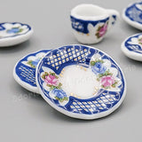 Odoria 1:12 Miniature 15PCS Porcelain Vintage Tea Cup Set Dollhouse Kitchen Accessories