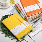 Deziliao 2 Pack Hardcover Notebook Journal 160 Pages, Lined Journal Notebooks for Work, 100Gsm Premium Thick Paper with Pocket, Medium 5.7"x8.4" （Yellow, Ruled）