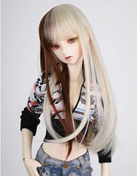 (22-24cm) 1/3 BJD Doll SD Fur Wig Dollfie / Mixed Colors / Long Straight Hair / FA50