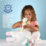 Plush Unicorn Pillow with Zippered Pouch for Its 3 Little Plush Baby Unicorns - Plushlings Collection Soft Stuffed Animal Playset