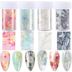 Marble Nail Foil Transfer Sticker, 4 Boxes Marble Nail Art Stickers Colorful Nail Foils Decals for Women Fingernails Toenails Manicure Nail Art Designs Decorations