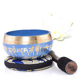 Silent Mind ~ Tibetan Singing Bowl Set ~ Blue Color Design ~ With Dual Surface Mallet and Silk Cushion ~ Promotes Peace, Chakra Healing, and Mindfulness ~ Exquisite Gift