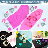 Polymer Clay Earrings Making Kit Include 32Pcs Polymer Clay Cutters, 24 Colors Clay, Earring Hooks Accessories for Making 30Pcs Earrings, Clay Earring Jewelry Making Supplies for Girls