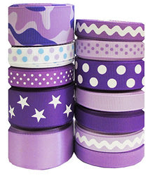 Purple Ribbon for Crafts - Hipgirl 60 Yards 3/8"-7/8" Grosgrain Ribbon Set For Gift Package