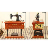 BESLUK Vintage Music Box Mini Sewing Machine Style Mechanical Birthday Gift Table Decor