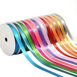 3/8 inch Satin Ribbons Assorted Colors (Solid Bright)