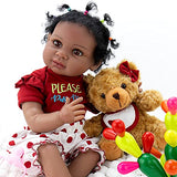 Milidool Reborn Baby Dolls Black, Realistic Newborn Baby Dolls, African American Real Life Baby Dolls Girl 22 inch with Teddy Bear Gift Set