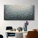 Yotree Paintings, 24x48 Inch Paintings Oil Hand Painting 3D Hand-Painted On Canvas Abstract Artwork Art Wood Inside Framed Hanging Wall Decoration Blue Teal Abstract Painting