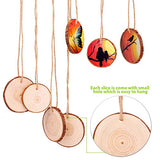 Fuyit Natural Wood Slices, 30 Pcs 3.5-4 Inch Unfinished Predrilled Wooden Circles Tree Slice with Hole & Barks for DIY Arts Craft Christmas Ornaments