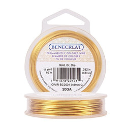 BENECREAT 20-Gauge Tarnish Resistant Gold Wire, 33-Feet/11-Yard