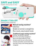 VOLCANOES CLUB Handheld Sewing Machine, Mini Handy Cordless Electric Sewing Machine Portable for Beginners, Kids, Adults - Household Quick Repairing Stitch Tool Suitable for Leather, Clothes, Curtains - Home Travel Use - White