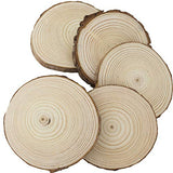 CEWOR 5pcs 4.7"-5.5" Pure Natural Unfinished Wood Slices DIY Handmade Wedding Craft Ornaments