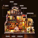QWERTP DIY Handmade Small House Assembly Moon Watching in Ancient Capital Birthday Gift Chinese Japanese Style Doll House,Dollhouse Kit Plus Dust Proof and Music Movement