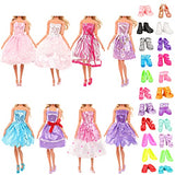 Miunana 30 pcs Doll Clothes and Accessories 10 pcs Party Dress 10 Shoes Necklace Comb Crown Bag Accessories for 11.5 inch Dolls