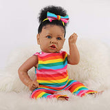 HOOMAI Lifelike Reborn Baby Dolls with Soft Body African American Realistic Girl Doll 22.8 Inch Best Birthday Gift Set