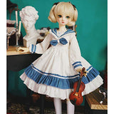 HMANE BJD Clothes 1/4, Navy Style White Dress for 1/4 BJD Dolls (No Doll)