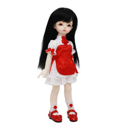 Clicked 1/6 Luby BJD SD Doll Full Set 26Cm 12Inch Jointed Dolls Wig Skirt Makeup Shoes Surprise Gift Doll,A