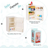 16 Pieces Miniature Dollhouse Refrigerator Toy Refrigerator Mini Refrigerator Decorations Miniature Stuff with Drink Bottles Ice Creams Fake Ice Cubes for Kitchen Game Party Play Toys