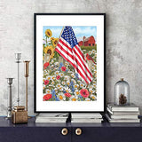5D DIY Diamond Painting by Number Kit, Full Drill American Flag Sunflower Embroidery Cross Stitch Picture Supplies Arts Craft for Home Wall Decor (American Flag)
