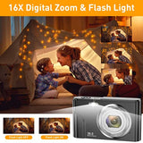 Digital Camera for Kids Girls and Boys - 1080P FHD Digital Camera 36MP LCD Screen Rechargeable Students Compact Camera Mini Camera with 16X Digital Zoom Vlogging Camera for Teens, Kids (Black)