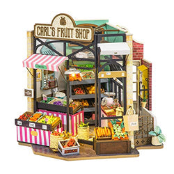 ROBOTIME DIY Dollhouse with Furniture Miniature Room Kit for Adults 1:24 Scale Dollhouse - Carl's Fruit Shop